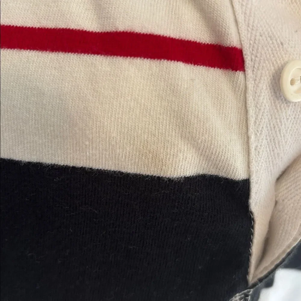 Ralph Lauren Black, White, and Red Striped one piece outfit size 9 months